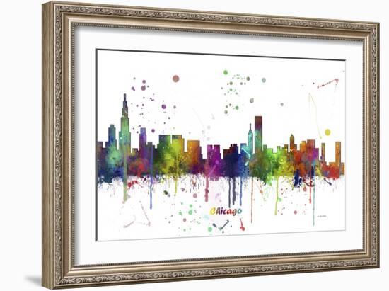 Chicago Illinois Skyline MCLR 1-Marlene Watson-Framed Giclee Print