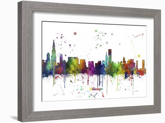 Chicago Illinois Skyline MCLR 1-Marlene Watson-Framed Giclee Print