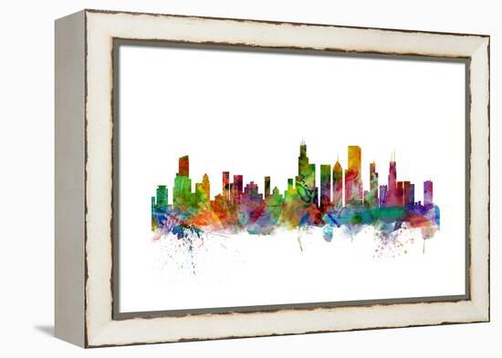 Chicago Illinois Skyline-Michael Tompsett-Framed Stretched Canvas