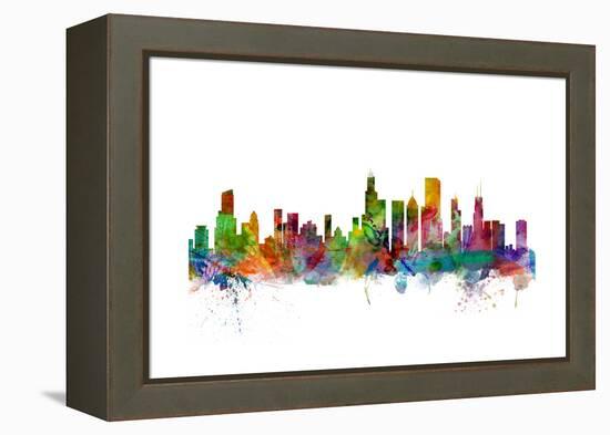 Chicago Illinois Skyline-Michael Tompsett-Framed Stretched Canvas