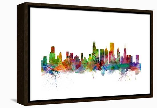 Chicago Illinois Skyline-Michael Tompsett-Framed Stretched Canvas