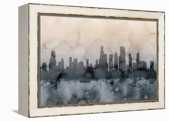 Chicago Illinois Skyline-Michael Tompsett-Framed Stretched Canvas