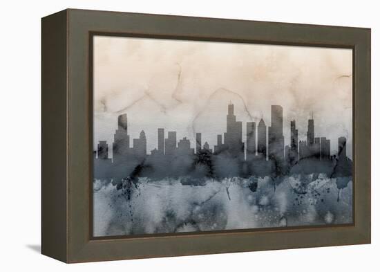 Chicago Illinois Skyline-Michael Tompsett-Framed Stretched Canvas