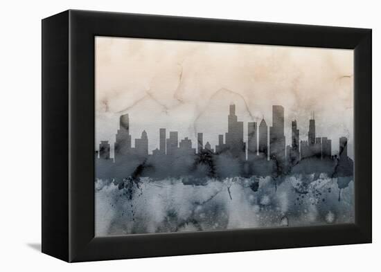 Chicago Illinois Skyline-Michael Tompsett-Framed Stretched Canvas