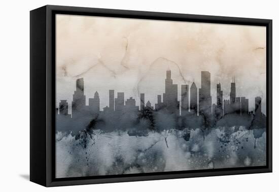 Chicago Illinois Skyline-Michael Tompsett-Framed Stretched Canvas