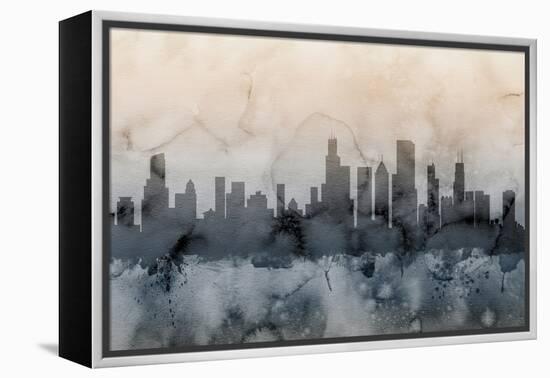 Chicago Illinois Skyline-Michael Tompsett-Framed Stretched Canvas