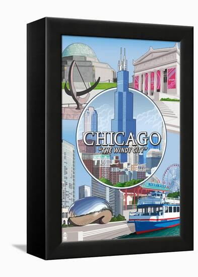 Chicago, Illinois - The Windy City Scenes-Lantern Press-Framed Stretched Canvas