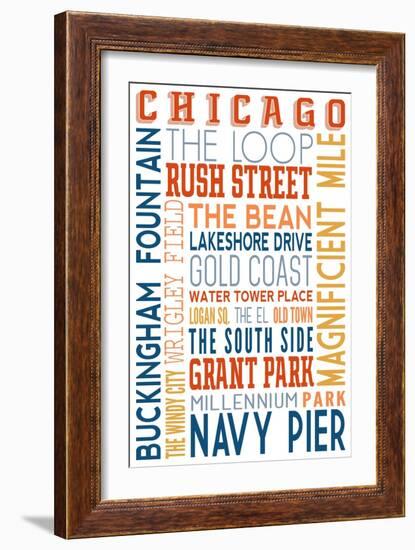 Chicago, Illinois - Typography (#2)-Lantern Press-Framed Art Print