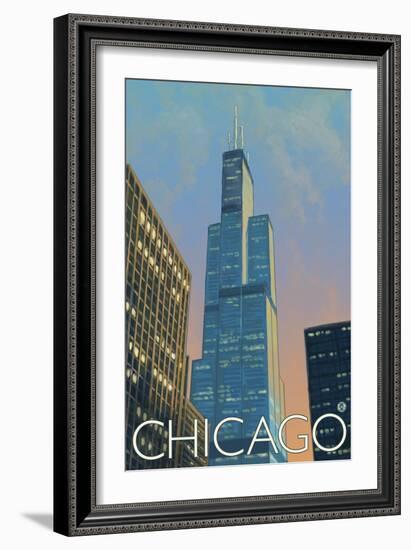 Chicago, Illinois, View of the Sears Tower-Lantern Press-Framed Art Print