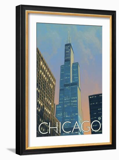 Chicago, Illinois, View of the Sears Tower-Lantern Press-Framed Art Print