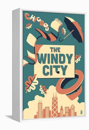 Chicago, Illinois - Windy City-Lantern Press-Framed Stretched Canvas