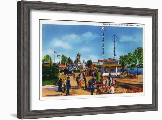 Chicago, Illinois - Worlds Fair; Enchanted Island Scene-Lantern Press-Framed Art Print