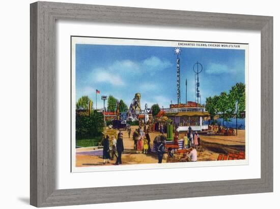 Chicago, Illinois - Worlds Fair; Enchanted Island Scene-Lantern Press-Framed Art Print