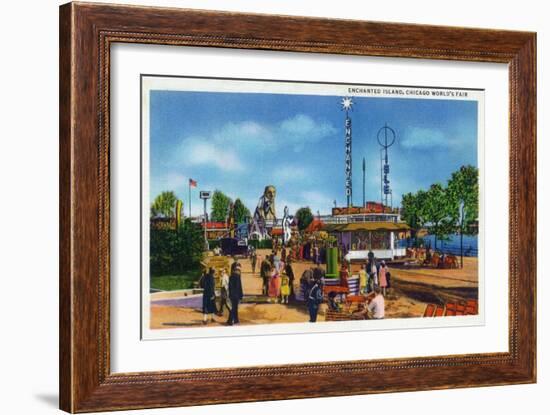 Chicago, Illinois - Worlds Fair; Enchanted Island Scene-Lantern Press-Framed Art Print