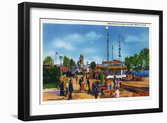 Chicago, Illinois - Worlds Fair; Enchanted Island Scene-Lantern Press-Framed Art Print