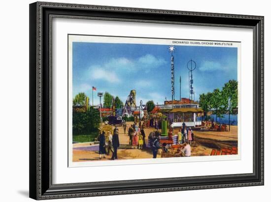 Chicago, Illinois - Worlds Fair; Enchanted Island Scene-Lantern Press-Framed Art Print