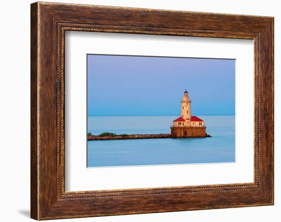 Chicago Lighthouse at Sunset-null-Framed Art Print