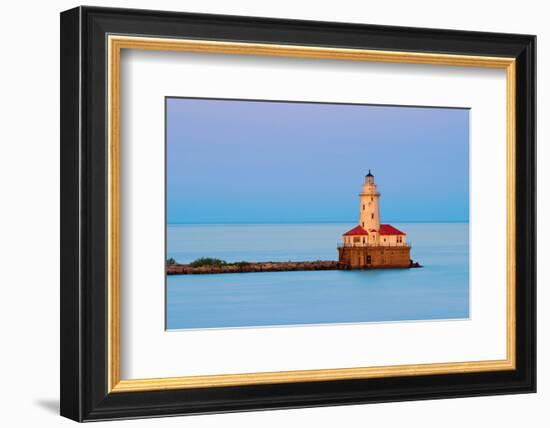 Chicago Lighthouse at Sunset-null-Framed Art Print