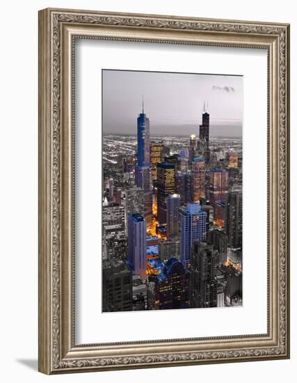 Chicago Loop Sundown BW Color Blend-Steve Gadomski-Framed Photographic Print