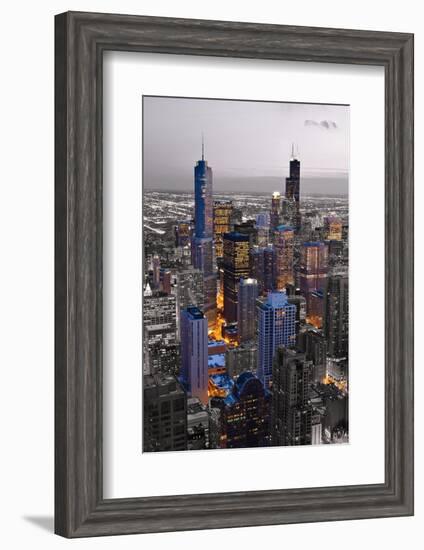 Chicago Loop Sundown BW Color Blend-Steve Gadomski-Framed Photographic Print