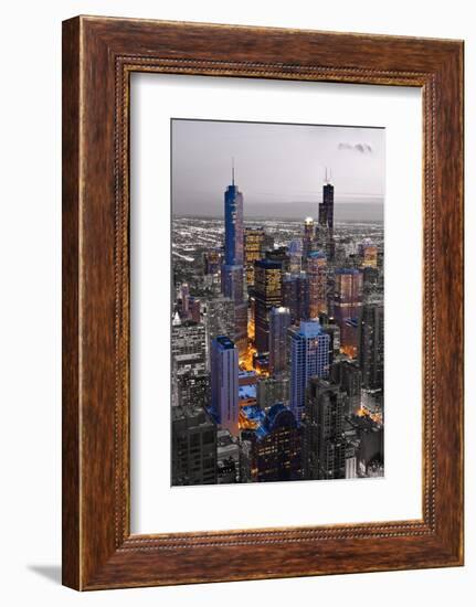 Chicago Loop Sundown BW Color Blend-Steve Gadomski-Framed Photographic Print