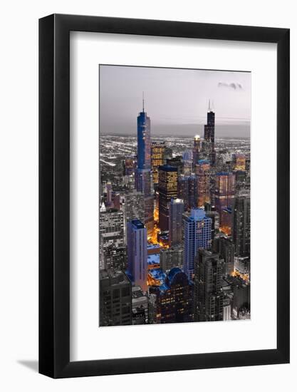 Chicago Loop Sundown BW Color Blend-Steve Gadomski-Framed Photographic Print