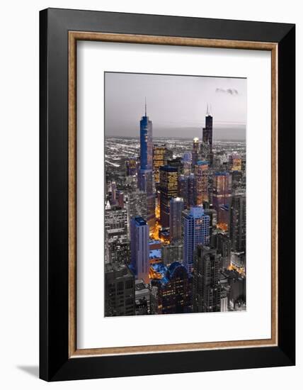 Chicago Loop Sundown BW Color Blend-Steve Gadomski-Framed Photographic Print