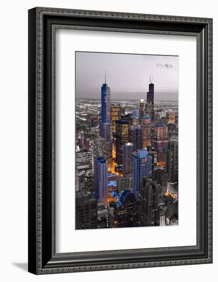 Chicago Loop Sundown BW Color Blend-Steve Gadomski-Framed Photographic Print