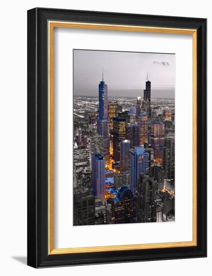 Chicago Loop Sundown BW Color Blend-Steve Gadomski-Framed Photographic Print