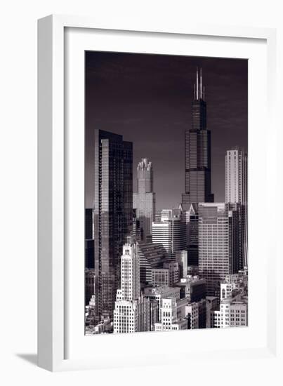 Chicago Loop Towers BW-Steve Gadomski-Framed Photographic Print