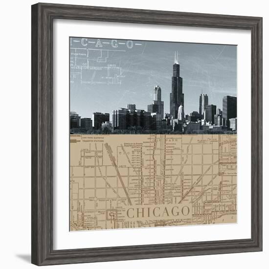 Chicago Map I-The Vintage Collection-Framed Giclee Print