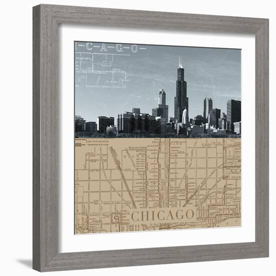 Chicago Map I-The Vintage Collection-Framed Giclee Print