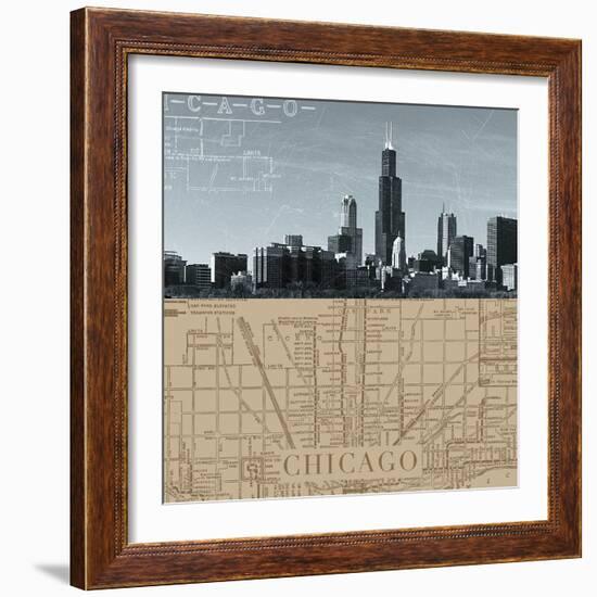 Chicago Map I-The Vintage Collection-Framed Giclee Print