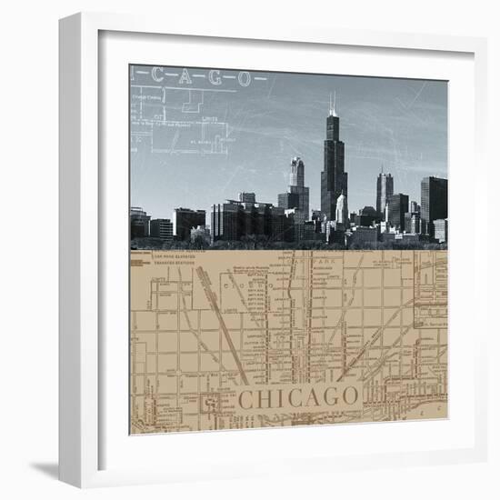 Chicago Map I-The Vintage Collection-Framed Giclee Print