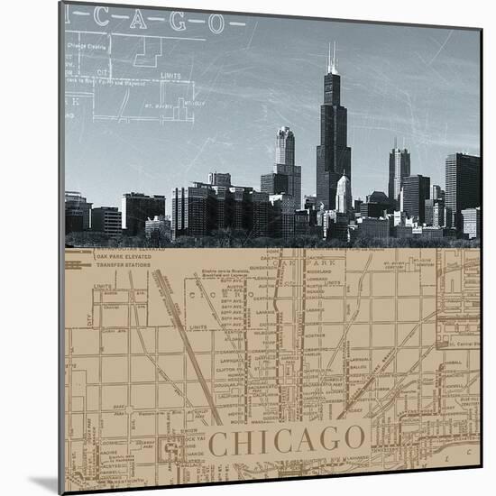 Chicago Map I-The Vintage Collection-Mounted Giclee Print