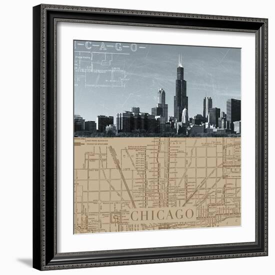 Chicago Map I-The Vintage Collection-Framed Giclee Print