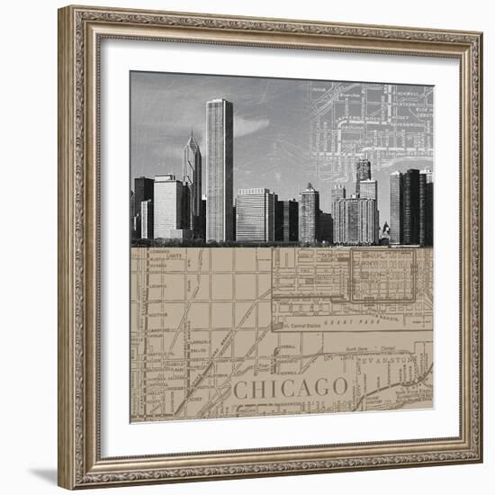 Chicago Map II-The Vintage Collection-Framed Giclee Print