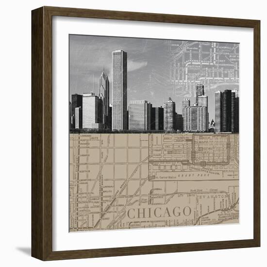 Chicago Map II-The Vintage Collection-Framed Giclee Print