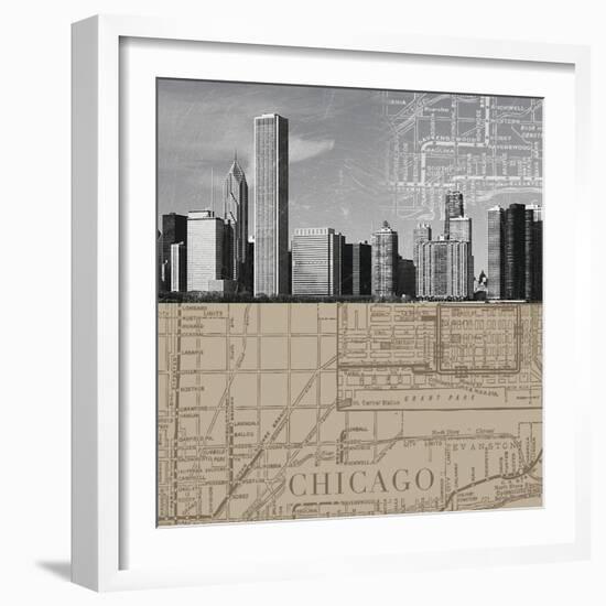 Chicago Map II-The Vintage Collection-Framed Giclee Print