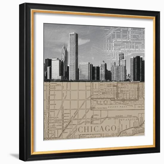 Chicago Map II-The Vintage Collection-Framed Giclee Print