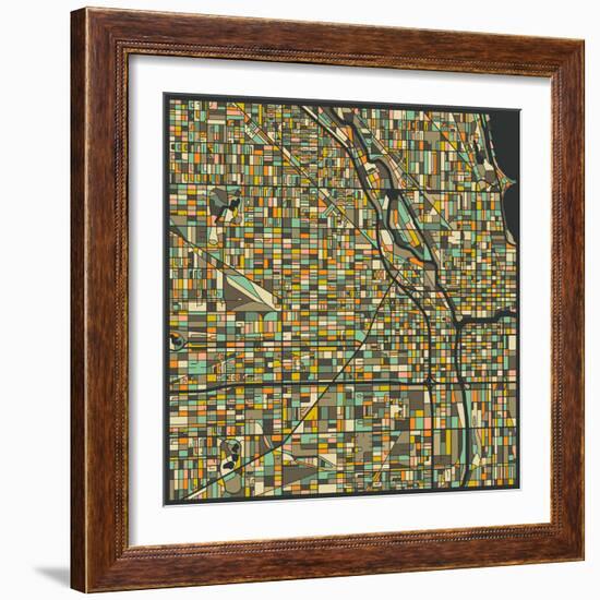 Chicago Map-Jazzberry Blue-Framed Art Print