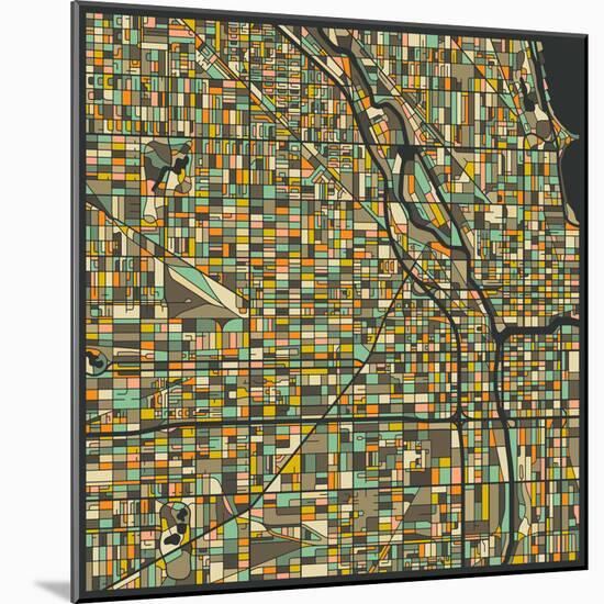 Chicago Map-Jazzberry Blue-Mounted Art Print