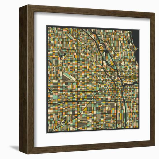 Chicago Map-Jazzberry Blue-Framed Art Print