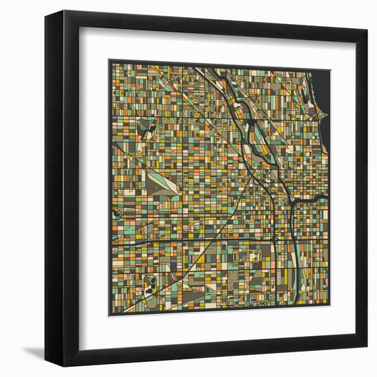 Chicago Map-Jazzberry Blue-Framed Art Print