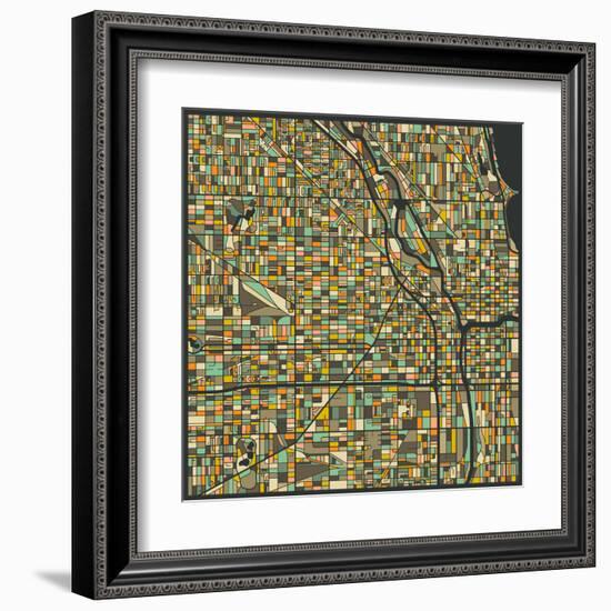 Chicago Map-Jazzberry Blue-Framed Art Print