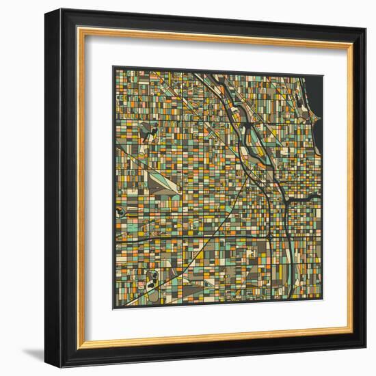 Chicago Map-Jazzberry Blue-Framed Art Print