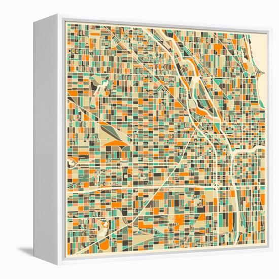 Chicago Map-Jazzberry Blue-Framed Stretched Canvas