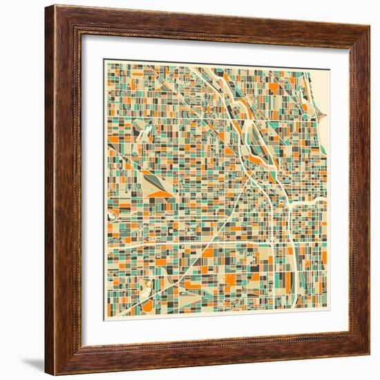 Chicago Map-Jazzberry Blue-Framed Art Print