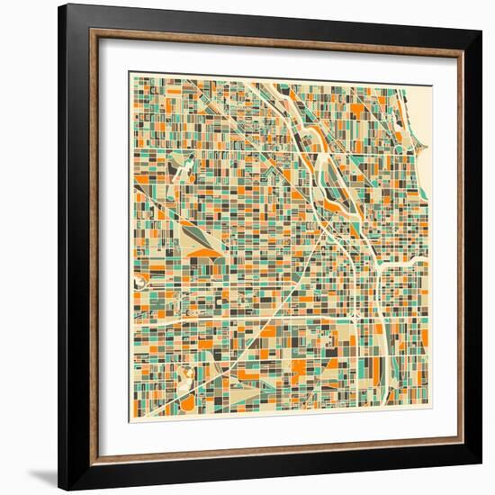 Chicago Map-Jazzberry Blue-Framed Art Print