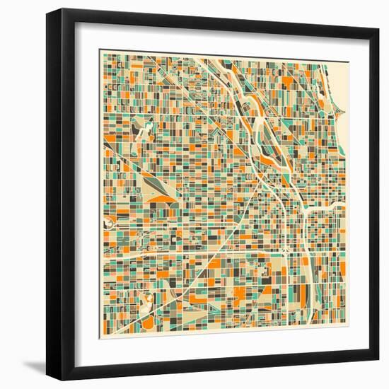 Chicago Map-Jazzberry Blue-Framed Art Print